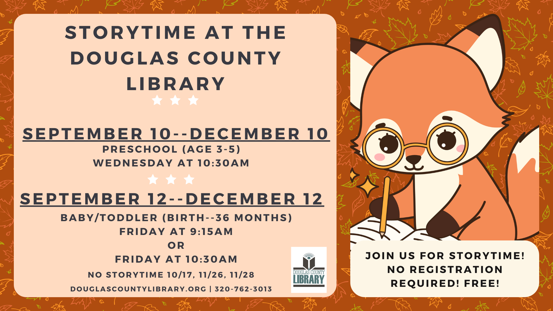 Fall 2025 storytime for monitors